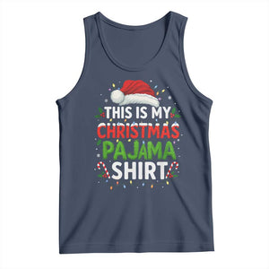 This Is My Christmas Pajama Tank Top Funny Xmas PJs TS10 Navy Print Your Wear