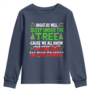Funny Christmas Youth Sweatshirt I'm The Gift Family Pajama TS10 Navy Print Your Wear