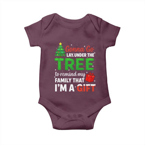 Funny Christmas Baby Onesie Lay Under The Tree Xmas Family Pajama Gift TS10 Maroon Print Your Wear