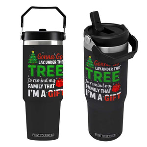 Funny Christmas Flip Straw Tumbler Lay Under The Tree Xmas Family Pajama Gift TS10 One Size: 30 oz Black Print Your Wear