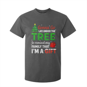 Funny Christmas T Shirt For Kid Lay Under The Tree Xmas Family Pajama Gift TS10 Dark Heather Print Your Wear