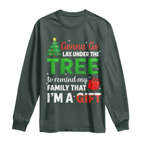 Funny Christmas Long Sleeve Shirt Lay Under The Tree Xmas Family Pajama Gift TS10 Dark Forest Green Print Your Wear