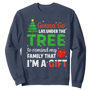 Funny Christmas Sweatshirt Lay Under The Tree Xmas Family Pajama Gift TS10 Navy Print Your Wear