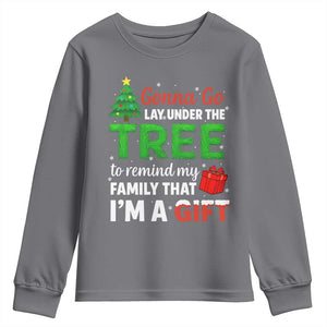 Funny Christmas Youth Sweatshirt Lay Under The Tree Xmas Family Pajama Gift TS10 Charcoal Print Your Wear