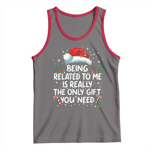 Being Related To Me Funny Christmas Tank Top Family Xmas Pajamas TS10 Deep Heather Red Print Your Wear