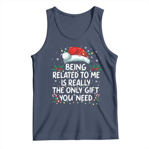 Being Related To Me Funny Christmas Tank Top Family Xmas Pajamas TS10 Navy Print Your Wear
