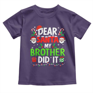 Dear Santa My Brother Did It Funny Christmas Toddler T Shirt Boys Girls Kids TS10 Purple Print Your Wear
