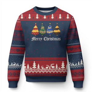 Xmas Tree Ugly Christmas Sweater Retro Wizard Trees Magical Cute Family Pajama TS10 Navy Red Print Your Wear