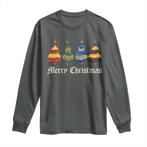 Christmas Tree Long Sleeve Shirt Retro Wizard Trees Magical Cute Family Pajama TS10 Dark Heather Print Your Wear