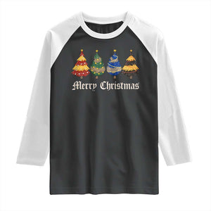 Christmas Tree Raglan Shirt Retro Wizard Trees Magical Cute Family Pajama TS10 Black White Print Your Wear