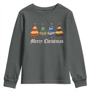 Christmas Tree Youth Sweatshirt Retro Wizard Trees Magical Cute Family Pajama TS10 Dark Heather Print Your Wear