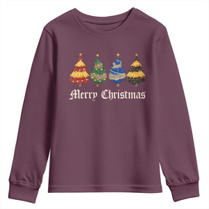 Christmas Tree Youth Sweatshirt Retro Wizard Trees Magical Cute Family Pajama TS10 Maroon Print Your Wear