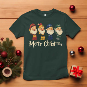 Merry Christmas Santa T Shirt Vintage Wizard Holiday Season Cute Family Pajama TS10 Dark Forest Green Print Your Wear