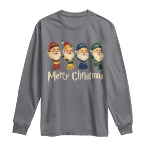 Merry Christmas Santa Long Sleeve Shirt Vintage Wizard Holiday Season Cute Family Pajama TS10 Charcoal Print Your Wear