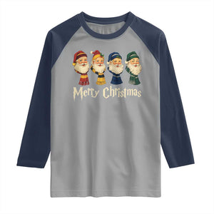 Merry Christmas Santa Raglan Shirt Vintage Wizard Holiday Season Cute Family Pajama TS10 Sport Gray Navy Print Your Wear