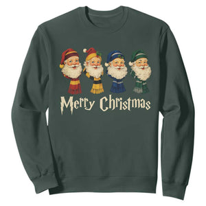 Merry Christmas Santa Sweatshirt Vintage Wizard Holiday Season Cute Family Pajama TS10 Dark Forest Green Print Your Wear