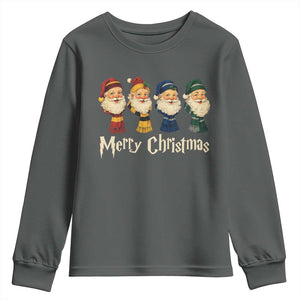 Merry Christmas Santa Youth Sweatshirt Vintage Wizard Holiday Season Cute Family Pajama TS10 Dark Heather Print Your Wear