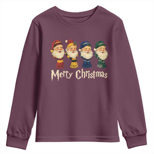 Merry Christmas Santa Youth Sweatshirt Vintage Wizard Holiday Season Cute Family Pajama TS10 Maroon Print Your Wear