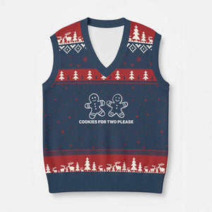 Cookies For Two Please Pregnancy Announcement Xmas V-Neck Knit Sweater Vest TS10 Navy Red Print Your Wear