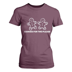 Cookies For Two Please Pregnancy Announcement Christmas T Shirt For Women TS10 Maroon Print Your Wear