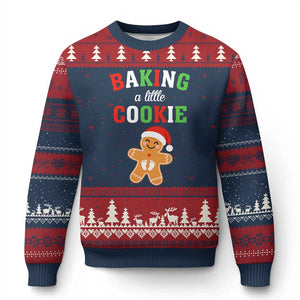 Xmas Pregnant Ugly Christmas Sweater Baking A Little Cookie Maternity Pregnancy Announcement TS10 Navy Red Print Your Wear
