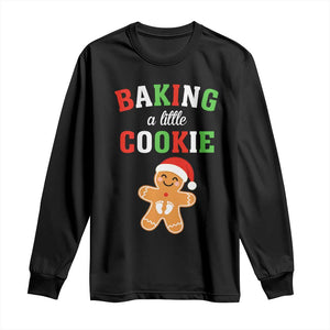 Christmas Pregnant Long Sleeve Shirt Baking A Little Cookie Maternity Pregnancy Announcement TS10 Black Print Your Wear