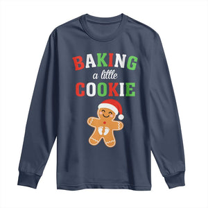 Christmas Pregnant Long Sleeve Shirt Baking A Little Cookie Maternity Pregnancy Announcement TS10 Navy Print Your Wear
