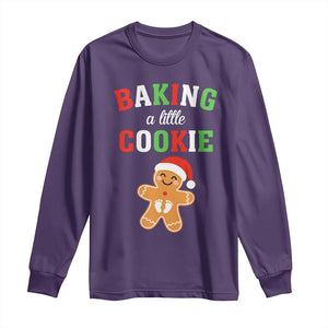 Christmas Pregnant Long Sleeve Shirt Baking A Little Cookie Maternity Pregnancy Announcement TS10 Purple Print Your Wear
