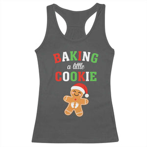 Christmas Pregnant Racerback Tank Top Baking A Little Cookie Maternity Pregnancy Announcement TS10 Dark Heather Print Your Wear