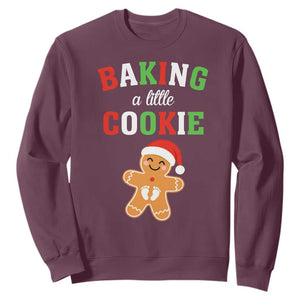 Christmas Pregnant Sweatshirt Baking A Little Cookie Maternity Pregnancy Announcement TS10 Maroon Print Your Wear