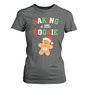 Christmas Pregnant T Shirt For Women Baking A Little Cookie Maternity Pregnancy Announcement TS10 Dark Heather Print Your Wear