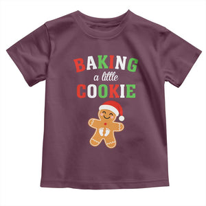 Christmas Pregnant Toddler T Shirt Baking A Little Cookie Maternity Pregnancy Announcement TS10 Maroon Print Your Wear