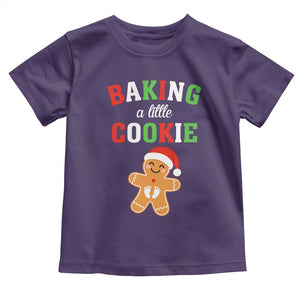 Christmas Pregnant Toddler T Shirt Baking A Little Cookie Maternity Pregnancy Announcement TS10 Purple Print Your Wear