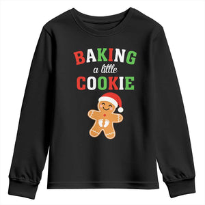 Christmas Pregnant Youth Sweatshirt Baking A Little Cookie Maternity Pregnancy Announcement TS10 Black Print Your Wear