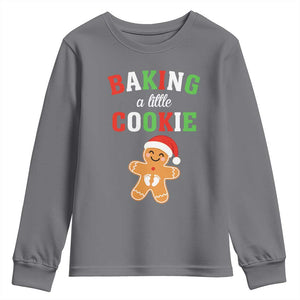 Christmas Pregnant Youth Sweatshirt Baking A Little Cookie Maternity Pregnancy Announcement TS10 Charcoal Print Your Wear