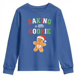 Christmas Pregnant Youth Sweatshirt Baking A Little Cookie Maternity Pregnancy Announcement TS10 Royal Blue Print Your Wear