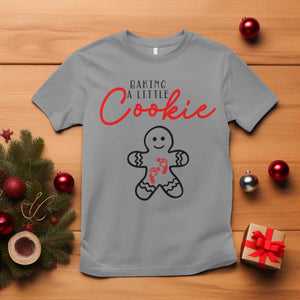 Christmas Pregnant T Shirt Baking A Little Cookie Maternity Gingerbread TS10 Sport Gray Print Your Wear