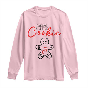Christmas Pregnant Long Sleeve Shirt Baking A Little Cookie Maternity Gingerbread TS10 Light Pink Print Your Wear