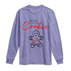 Christmas Pregnant Long Sleeve Shirt Baking A Little Cookie Maternity Gingerbread TS10 Violet Print Your Wear