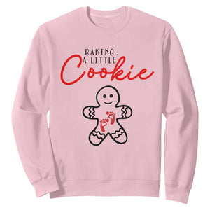 Christmas Pregnant Sweatshirt Baking A Little Cookie Maternity Gingerbread TS10 Light Pink Print Your Wear