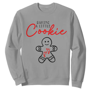 Christmas Pregnant Sweatshirt Baking A Little Cookie Maternity Gingerbread TS10 Sport Gray Print Your Wear