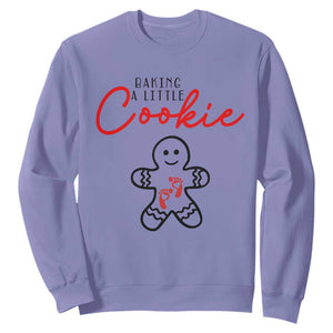 Christmas Pregnant Sweatshirt Baking A Little Cookie Maternity Gingerbread TS10 Violet Print Your Wear
