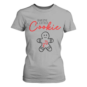 Christmas Pregnant T Shirt For Women Baking A Little Cookie Maternity Gingerbread TS10 Sport Gray Print Your Wear