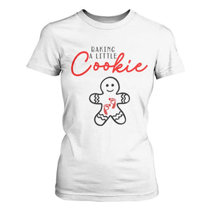 Christmas Pregnant T Shirt For Women Baking A Little Cookie Maternity Gingerbread TS10 White Print Your Wear