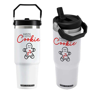 Christmas Pregnant Flip Straw Tumbler Baking A Little Cookie Maternity Gingerbread TS10 One Size: 30 oz White Print Your Wear