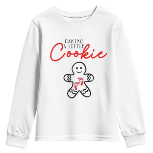 Christmas Pregnant Youth Sweatshirt Baking A Little Cookie Maternity Gingerbread TS10 White Print Your Wear