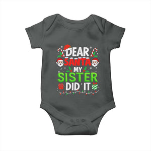 Dear Santa My Sister Did It Funny Christmas Baby Onesie Boys Girls Kids TS10 Dark Heather Print Your Wear