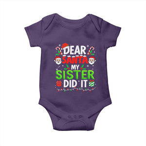Dear Santa My Sister Did It Funny Christmas Baby Onesie Boys Girls Kids TS10 Purple Print Your Wear