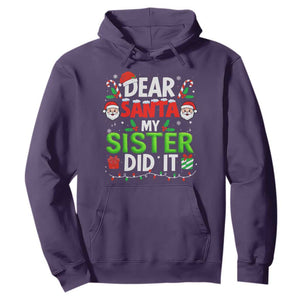 Dear Santa My Sister Did It Funny Christmas Hoodie Boys Girls Kids TS10 Purple Print Your Wear
