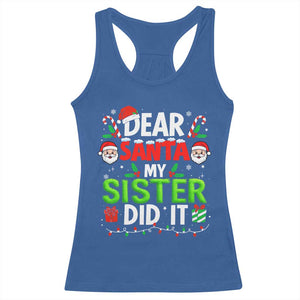 Dear Santa My Sister Did It Funny Christmas Racerback Tank Top Boys Girls Kids TS10 Royal Blue Print Your Wear